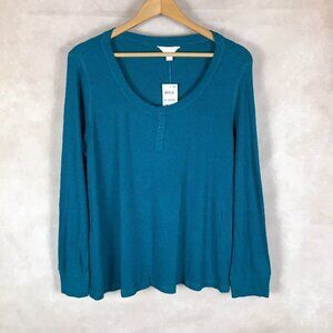 CHARTER CLUB Long Sleeve Ribbed Henley Pajama Top NWT XL